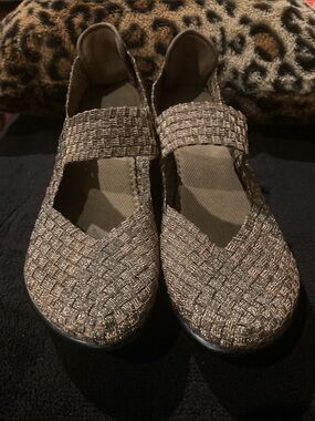 CC Resorts Woven Metallic Bronze Mary Jane Flats